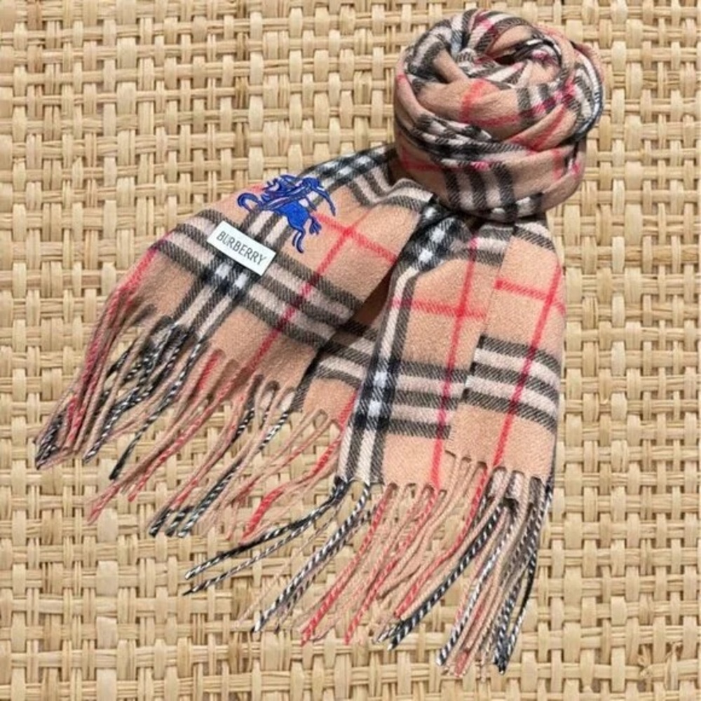 Burberry Classic Check Cashmere Scarf - Beige and Red